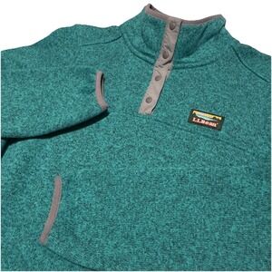L.L. Bean Pullover Women's Medium Teal Fleece 1/4 Snap Pockets 292726 Outdoors